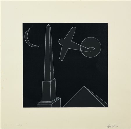 Franco Angeli (1935 - 1988) NOTTURNO ROMANO serigrafia, cm 47,5x48; es....