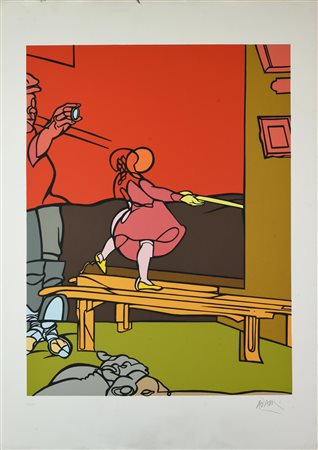 Valerio Adami (1935) SENZA TITOLO serigrafia, cm 100x70; es. 40/130 firma e...