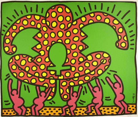 D'apres Keith Haring FERTILITY #5 serigrafia, cm 90x106; es. 37/200 firma in...