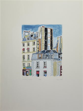 Orfeo Tamburi (1910 - 1994) PARIGI acquaforte-acquatinta colorata a mano, cm...