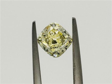 DIAMANTE 1,63 CT NATURAL FANCY GIALLO CHIARO - VVS1 - TAGLIO CUSCINO -...