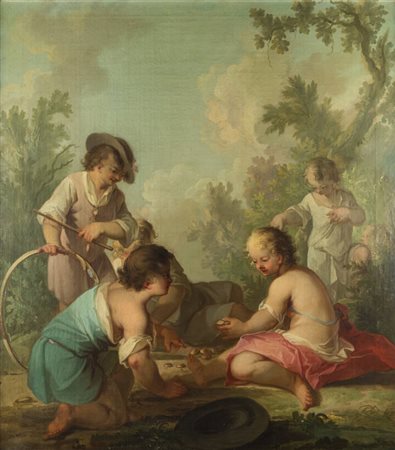 KELLER JOHAN HENDRIK (attribuito a)<BR>1692-1765<BR>"Giochi di fanciulli" 1748