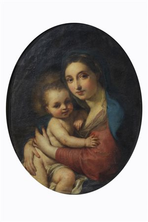 PITTORE ANONIMO<BR>Fine XVIII secolo<BR>"Madonna con Bambino" XVIII secolo