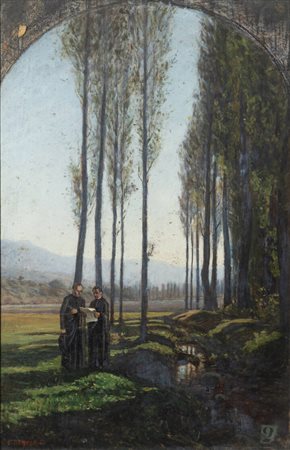 ERNESTO BERTEA<BR>Pinerolo (TO) 1836 - 1904<BR>"Dopo la messa" 1869