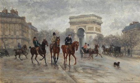 CARLO PITTARA<BR>Torino 1836 - 1890 Rivara (TO)<BR>"Scena parigina" 1885