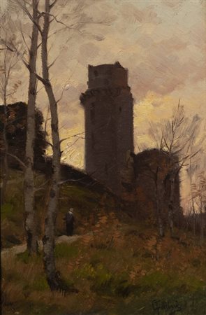 CARLO FOLLINI<BR>Domodossola (NO) 1848 - 1938 Pegli (GE)<BR>"Figura nel bosco"