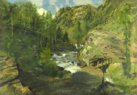 MARCO CALDERINI<BR>Torino 1850 - 1941<BR>"Alle falde del Gran Paradiso"