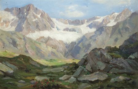 LEONARDO RODA<BR>Racconigi (CN) 1868 - 1933<BR>"Veduta montana"