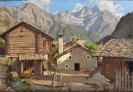 ERCOLE OLIVETTI<BR>Torino 1874 - 1941<BR>"Ultime case" Brusson - Valle d'Aosta