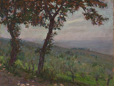 GUIDO MONTEZEMOLO<BR>Mondovì (CN) 1878 - 1941 Torino<BR>"Paesaggio collinare"