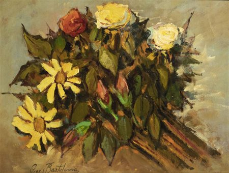 GIOVANNI BARTOLENA<BR>Livorno 1866 - 1942<BR>"Composizione floreale"