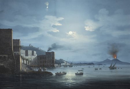 LA PIRA GIOACCHINO (attribuito)<BR>Napoli 1839 - 1870<BR>"Napoli dallo scoglio di Frisio"