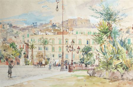 PIETRO SCOPPETTA<BR>Amalfi (SA) 1863 - 1920 Napoli<BR>"Piazza Vittorio"