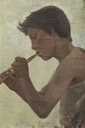 GIUSEPPE MONTICELLI<BR>Rivara (TO) 1841 - 1879 Torino<BR>"Studio per il quadro Giuoco degli Aliossi"