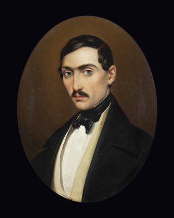 FRANCESCO GONIN<BR>Torino 1808 - 1889 Giaveno (TO)<BR>"Ritratto maschile" 1876