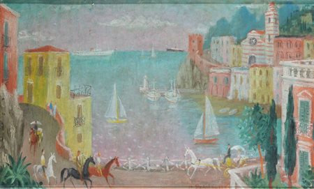 ISTVAN PEKARY<BR>Ungheria 1905-1981<BR>"Paesaggio Amalfitano" 1963