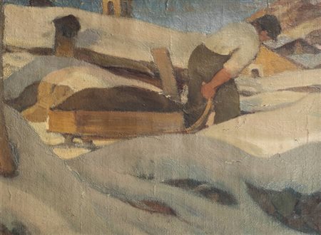 ITALO MUS<BR>Chatillon (AO) 1892 - 1967 St.Vincent (AO)<BR>"Inverno a Gimillian (Cogne)" anni '40