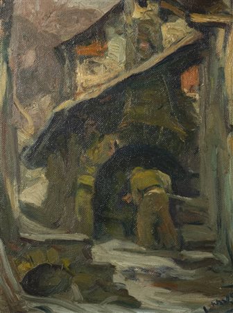 ITALO MUS<BR>Chatillon (AO) 1892 - 1967 St.Vincent (AO)<BR>"Fornaio di  montagna" S. Vincent anni '50