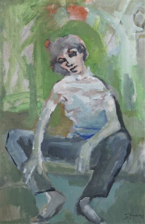 MINO MACCARI<BR>Siena (SI) 1898 - 1989 Roma<BR>"Figura seduta" 1957