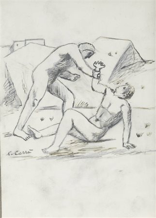 CARLO CARRA'<BR>Quargnento (AL) 1881 - 1966 Milano<BR>"La lotta" 1930-32 ca