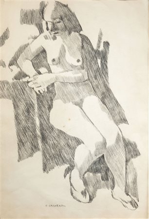 FELICE CASORATI<BR>Novara 1883 - 1963 Torino<BR>"Nudo femminile" 1946 circa