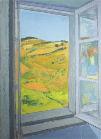 FRANCESCO MENZIO<BR>Tempio Pausania (SS) 1899 - 1979 Torino<BR>"Finestra sulle Langhe" 1964