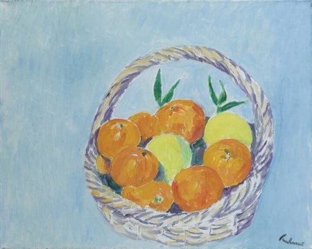 ENRICO PAULUCCI<BR>Genova 1901 - 1999 Torino<BR>"Cesto di agrumi" 1985