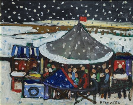 FRANCESCO TABUSSO<BR>Sesto San Giovanni (MI) 1930 - 2012 Torino<BR>"Giostra sotto la neve" ante 1992