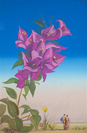 ROMANO GAZZERA<BR>Ciriè (TO) 1908 - 1985<BR>"Bouganville e amanti" 1980