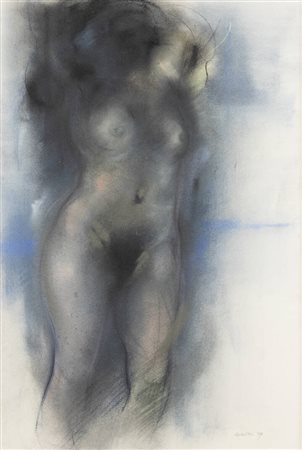 GIUSEPPE AJMONE<BR>Carpignano Sesia (NO) 1923 - 2005 Romagnano Sesia (NO)<BR>"Nudo in blu" '99