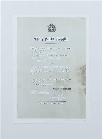 EMILIO ISGRO'<BR>Barcellona Pozzo di Gotto (ME) 1937<BR>"Progetto di cancellazione per la mostra 'Disobbedisco'", 2010