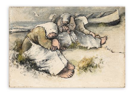 MARIO LUPO (1926-1992) - Donne in attesa, 1976