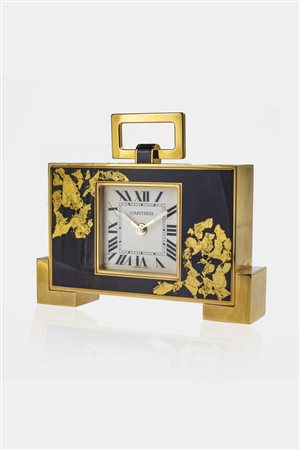 CARTIER<BR>Mod. “Foglia oro-sveglia da tavolo”, ref.190646GD
