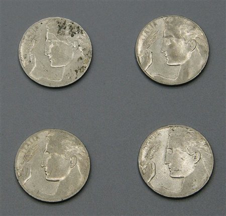 4 MONETE DA 20 CENTESIMI, ITALIA, NICHEL, 1910, 1912, 1913, 1921 Materiale:...