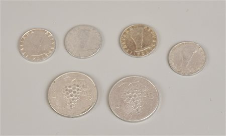 LOTTO DI LIRE ITALIANE composto da 6 monete da 5 lire vari anni di coniazione