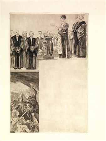 Klinger, Max(Lipsia 1857 - Grossjena 1920)LETTERA ONORARIA DELLA CITTÃ€ DI...