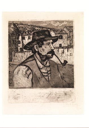 Levy, Moses(Tunisi 1885 - Viareggio 1968)CAMPAGNOLO TOSCANO. 1913Acquaforte e...