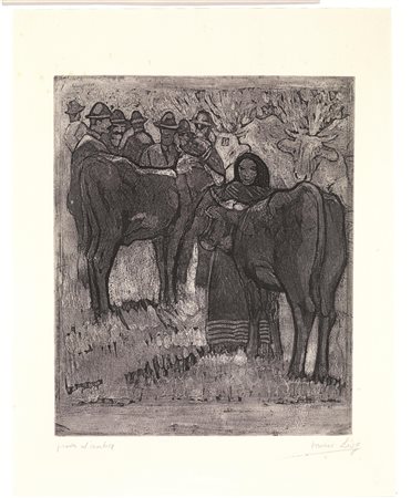 Levy, Moses(Tunisi 1885 - Viareggio 1968)FIERA DI BUOI. 1913/15Acquatinta su...