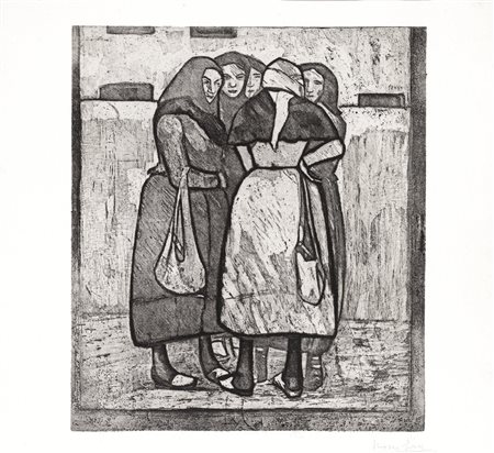 Levy, Moses(Tunisi 1885 - Viareggio 1968)CONTADINE TOSCANE. 1915Acquatinta....