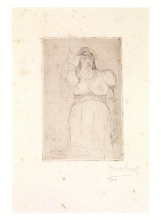 Levy, Moses(Tunisi 1885 - Viareggio 1968)FEMME A L’ÉVENTAIL. 1915Puntasecca...