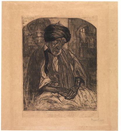 Levy, Moses(Tunisi 1885 - Viareggio 1968)VECCHIO RABBINO. 1910 ca.Acquaforte...