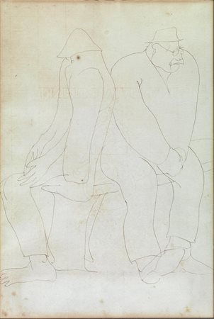 Viani, Lorenzo(Viareggio 1882 - Ostia 1936)DUE UOMINI SEDUTIPenna a...