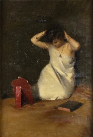 VITTORIO BORRIELLO (Napoli, 1896 - New York, 1974): Donna che si specchia, 1922