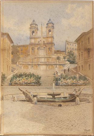 FILIPPO ANIVITTI (Roma, 1876 - 1955): La scalinata di Trinità 
dei Monti