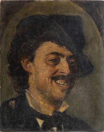 ORESTE DA MOLIN (Piove di Sacco, 1856 - 1921) : Ritratto di uomo sorridente al recto e bozzetto di anziano dignitario al verso, 1876