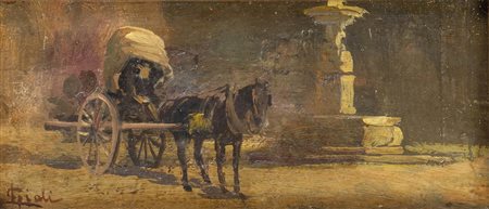 LUIGI GIOLI (San Frediano a Settimo, 1854 - Firenze, 1947): Carro in attesa