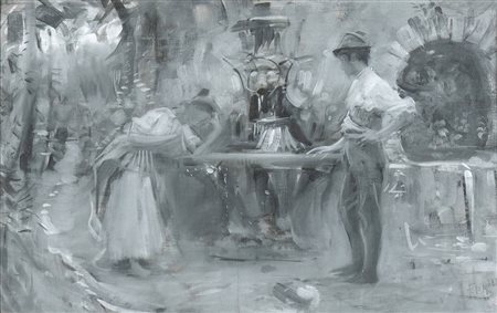 FRANCESCO PAOLO MICHETTI (Tocco da Casauria, 1851 - Francavilla al Mare, 1929): Ragazzi ad una fontana, 1891