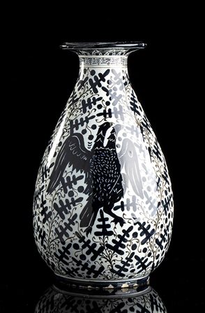 MOLARONI - PESARO: Grande vaso con decorazioni blu e aquila bicipite