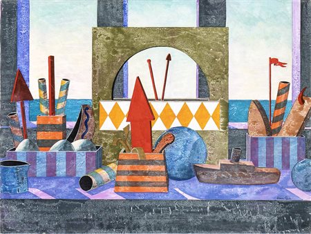 TONINO CAPUTO (Lecce, 1933 - 2021): Nave e canoa, 1993