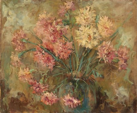 Luigi Mantovani "Vaso di fiori" 
olio su tela (cm 50x60)
Firmato in basso a sini